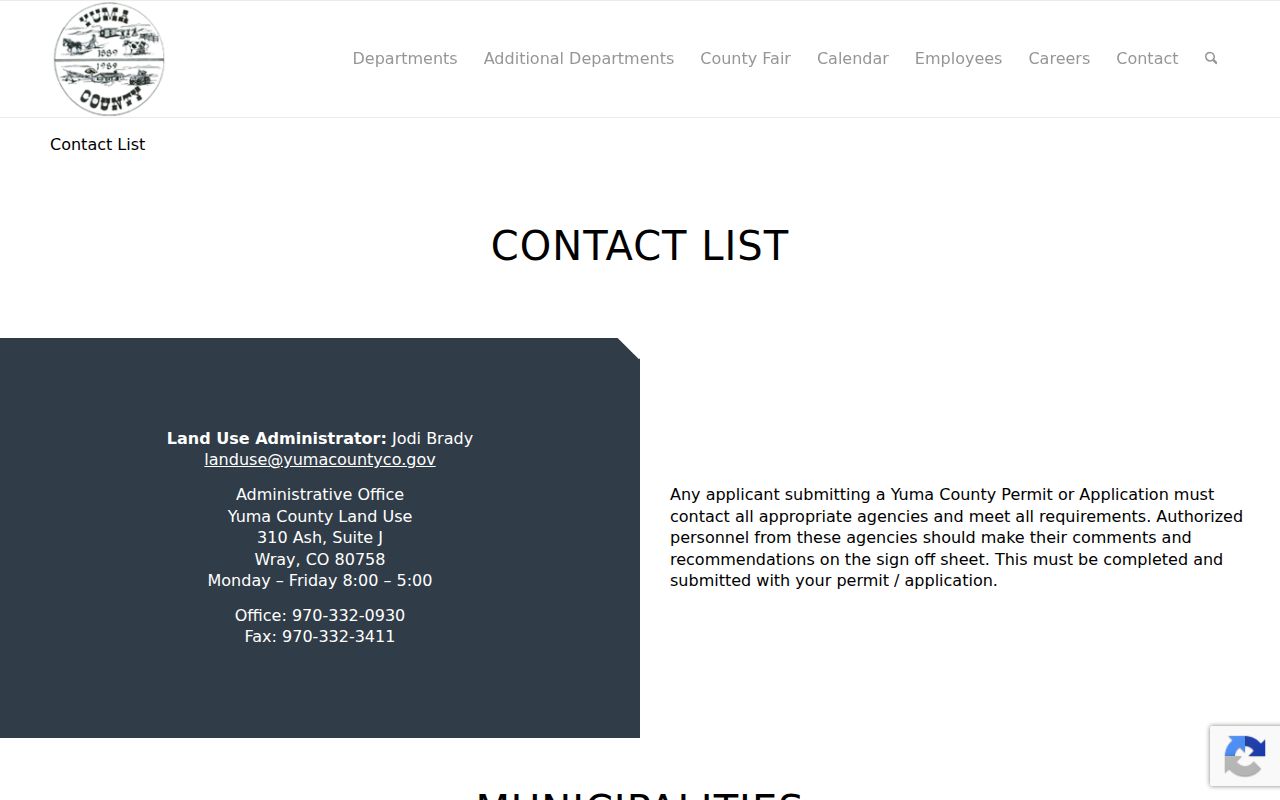 Yuma County contact list for Yuma Wray and Eckley